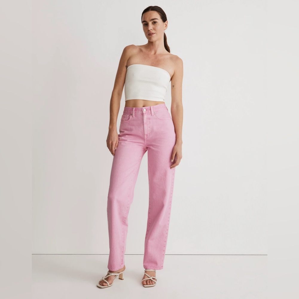 Madewell Pink High-Rise Straight Jeans